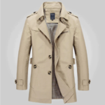 Casual Trenchcoat met Knopen voor Mannen - Beige