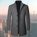 Elegante Trenchcoat Met Knopen Voor Heren - Grijs
